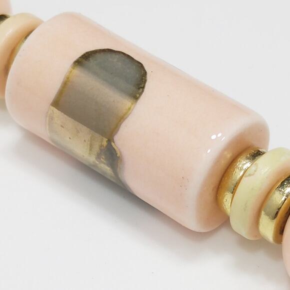 Vintage Japan Peach Bronze Necklace, Beaded Pendant, 1960s  Jewelry - Picture 7 of 10